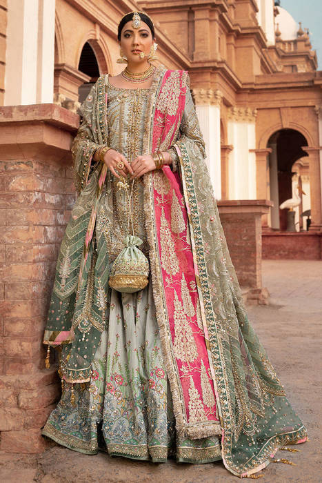 WATERMELON PINK HEAVY EMBROIDERED DESIGNER BRIDAL LEHENGA –